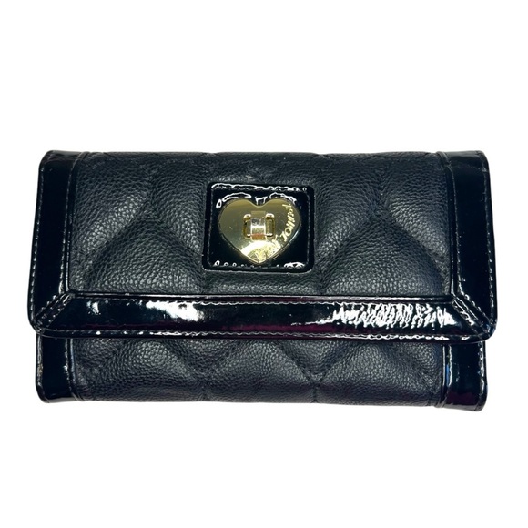 Betsey Johnson Handbags - Betsey Johnson Black Turnlock Wallet Hearts Trifold Black